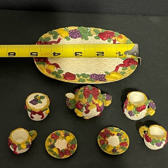 Vtg Della Robbia Decorative Miniature Tea Set - Picture 3 of 6